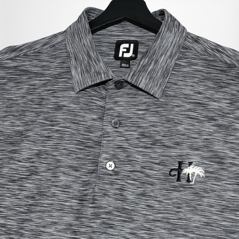 FootJoy FJ Golf Polo Shirt Mens‎ XL Black Gray Striped Performance Stretch